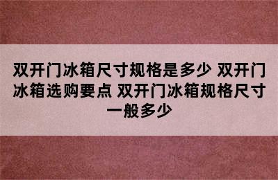 双开门冰箱尺寸规格是多少 双开门冰箱选购要点 双开门冰箱规格尺寸一般多少